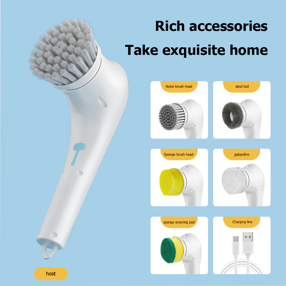 Multifunctional Electric Handheld Kitchen Household Dishwashing Brush Handheld Scrubber Bathtub Sink Bathroom Kitchen Tile Cleaning Tool Drill Brush Set With 5 Heads