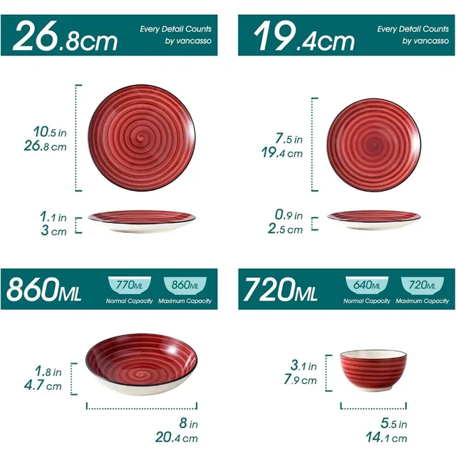 Dinnerware Set, 24 Pieces
