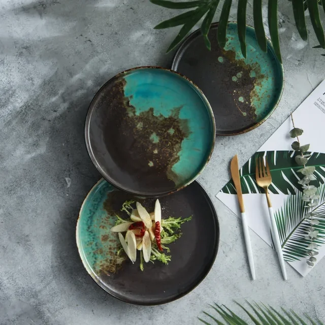 Hand-made Rough Pottery Plates