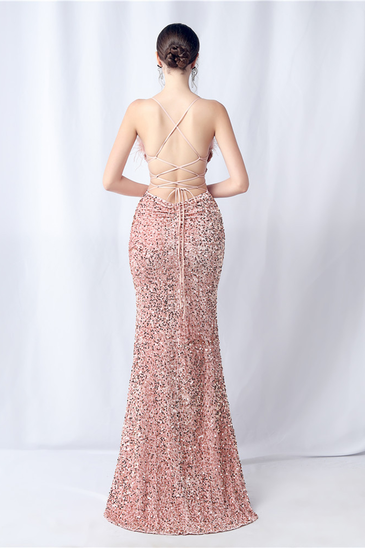 Isadora Slip Feather Maxi Dress
