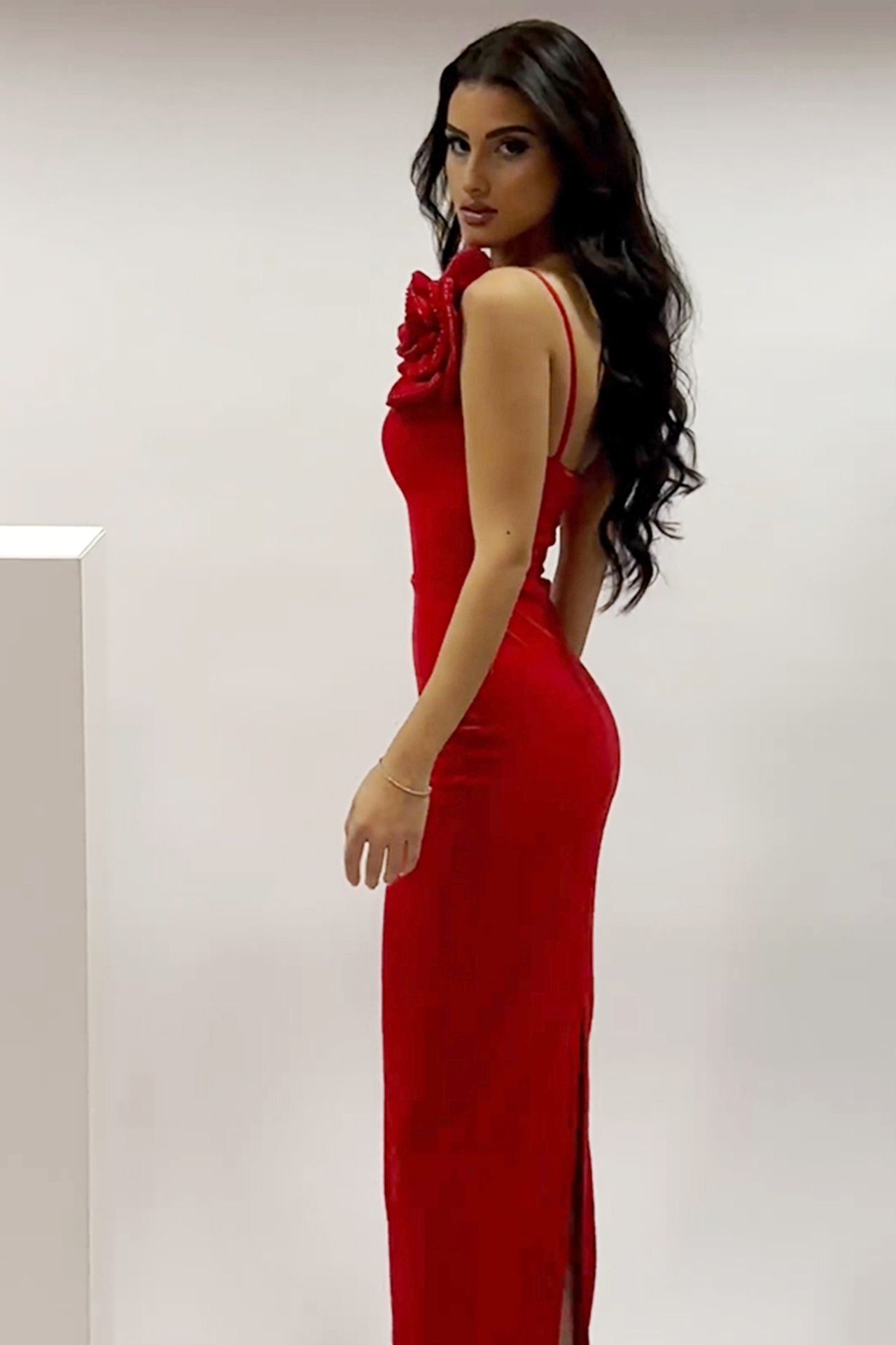 Luna Flower Maxi Dress In Red