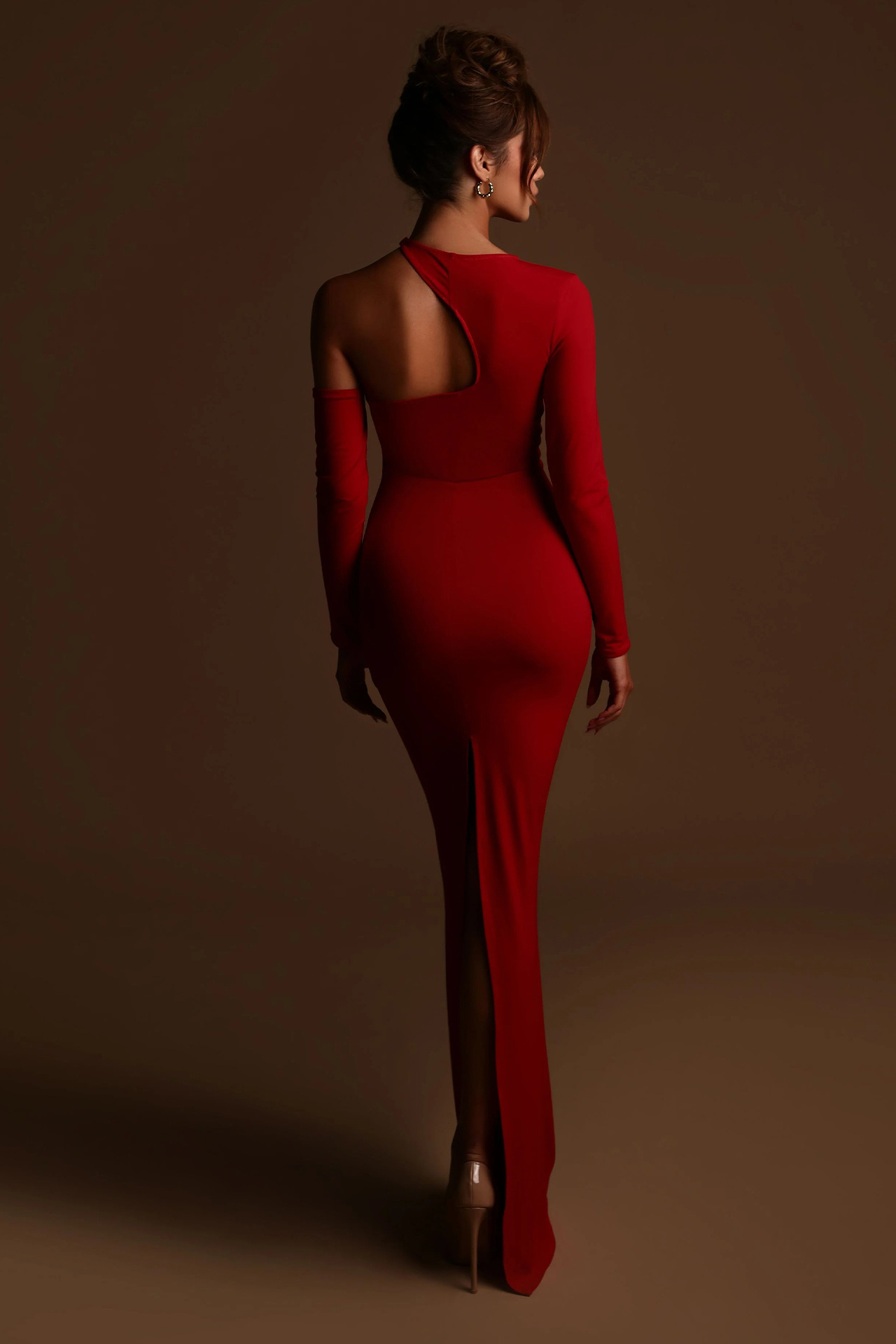 Peyton Long Sleeve Maxi Dress In Red