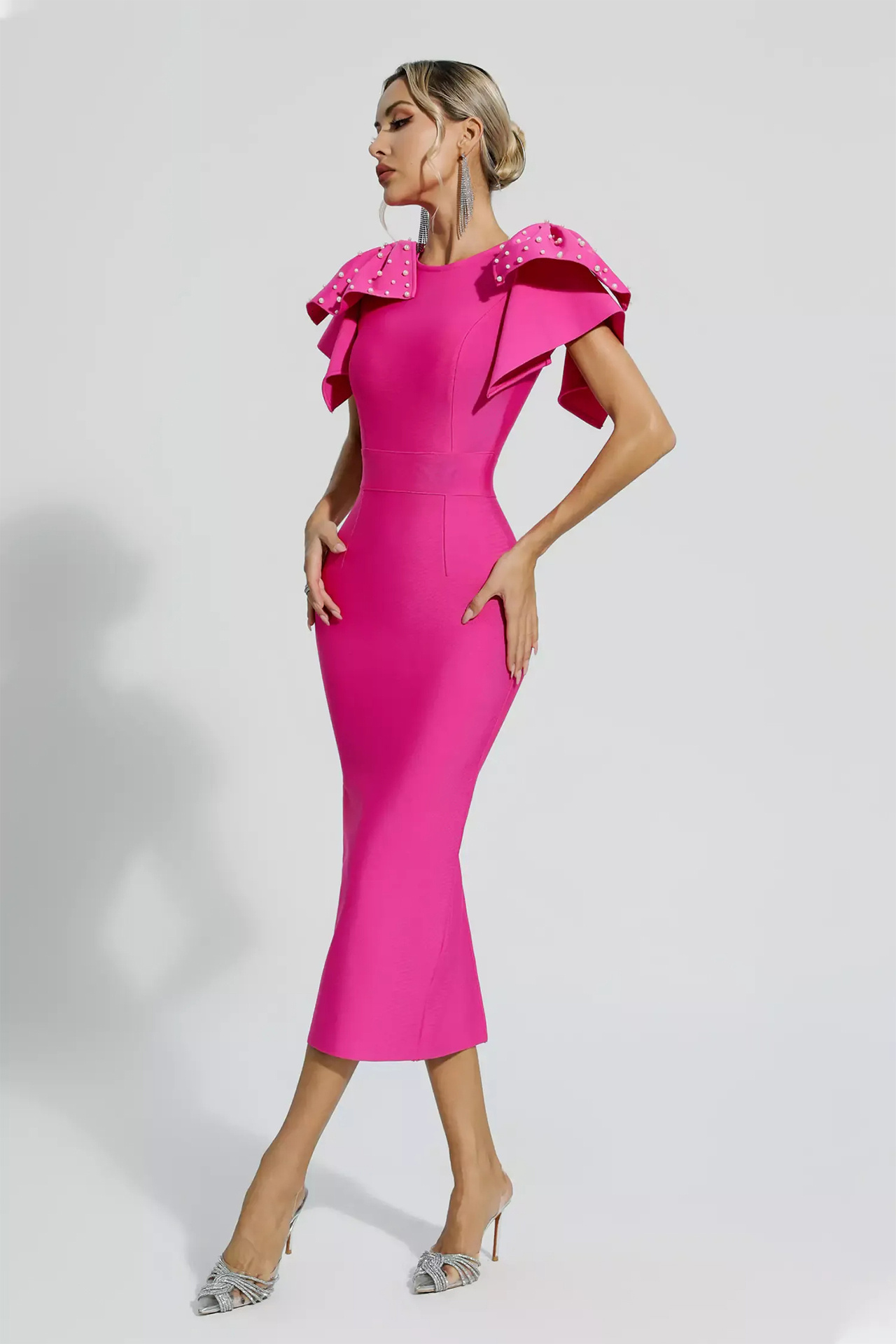Kassidy Midi Dress In Rose Red