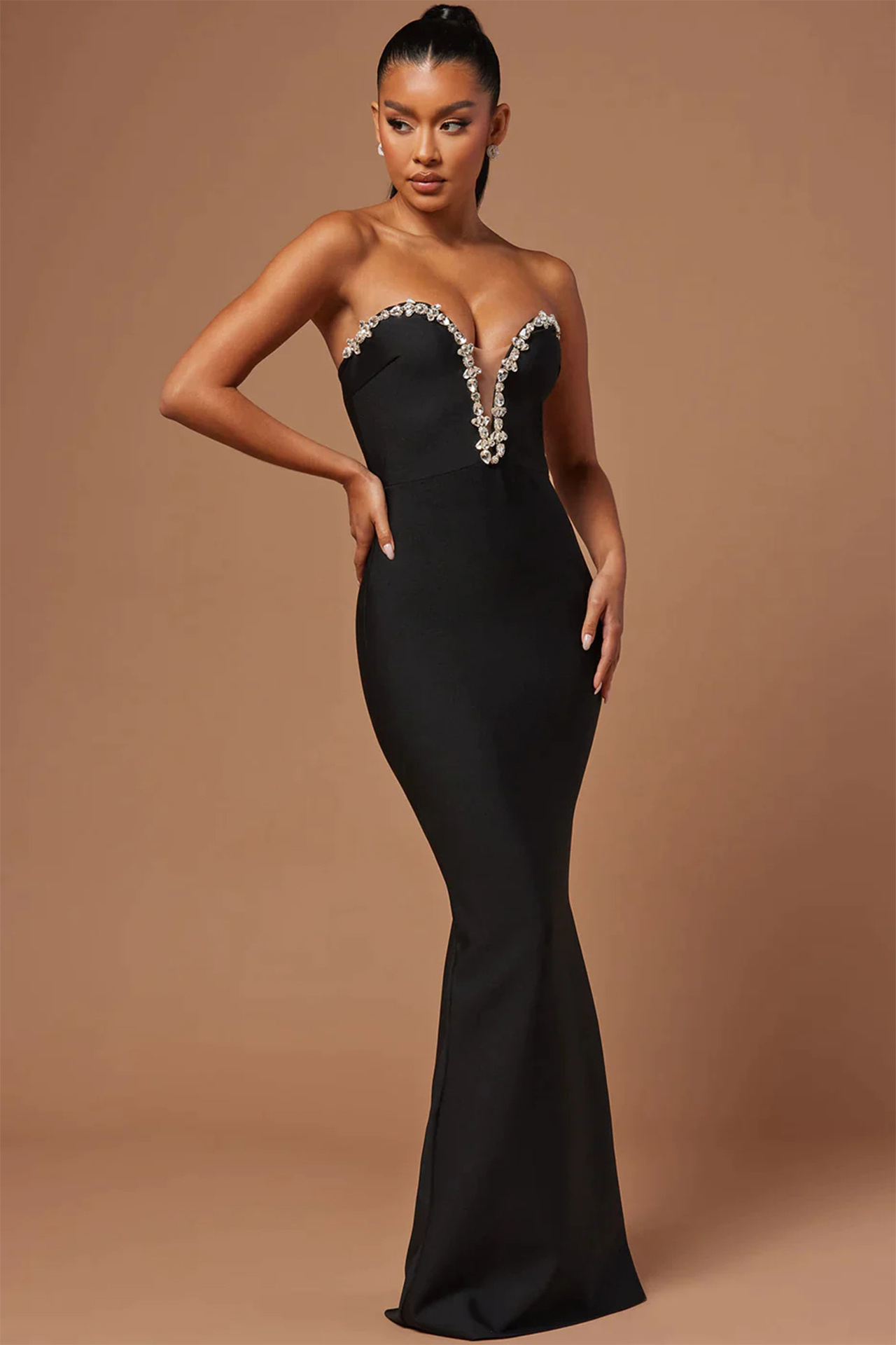 Via Bandage Embellished Gown Dress