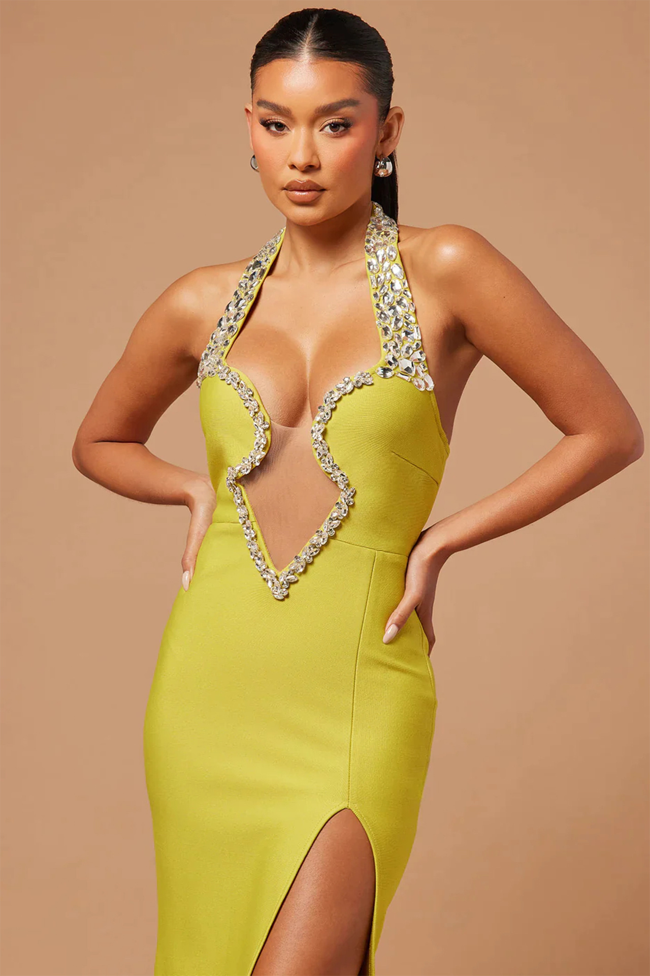 Via Bandage Embellished Gown Dress