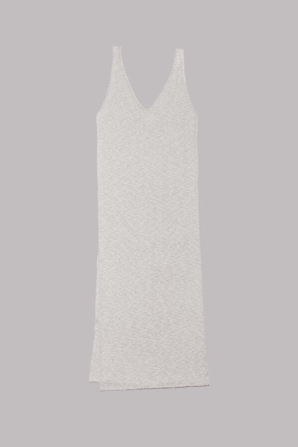 Vacation Breeze Knit Slit Loose Tank Midi Dress