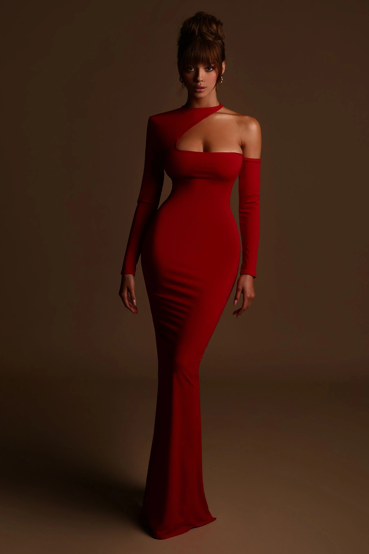 Peyton Long Sleeve Maxi Dress In Red