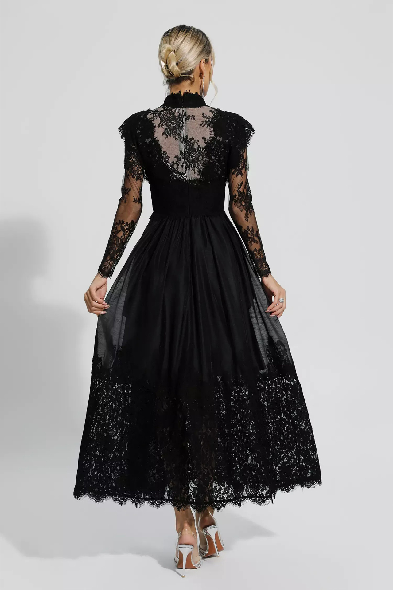 Lena Long Sleeve Dress In Black
