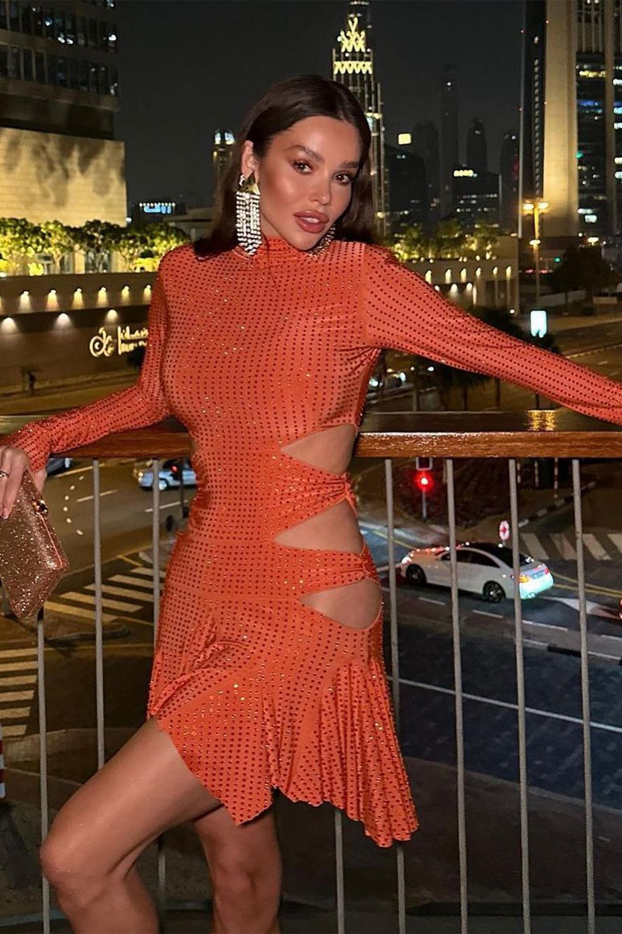 Alaya  Long Sleeve Mini Dress In Red