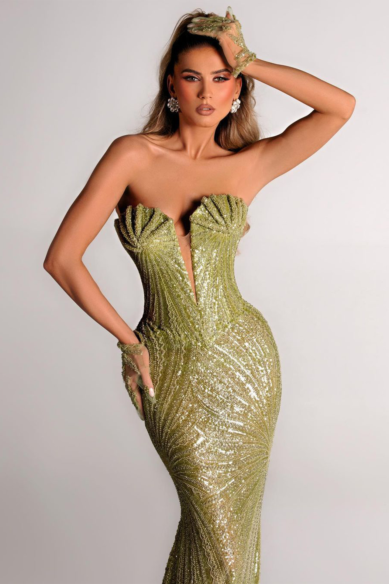 Taylor Sequined  Maxi Dress In Green