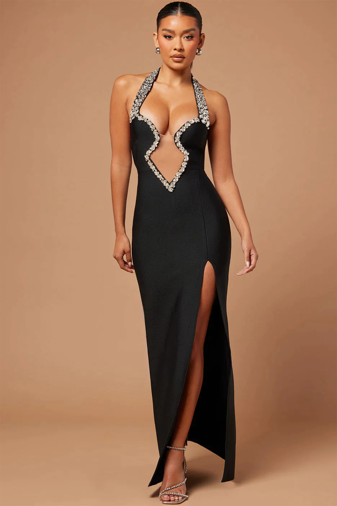 Via Bandage Embellished Gown Dress