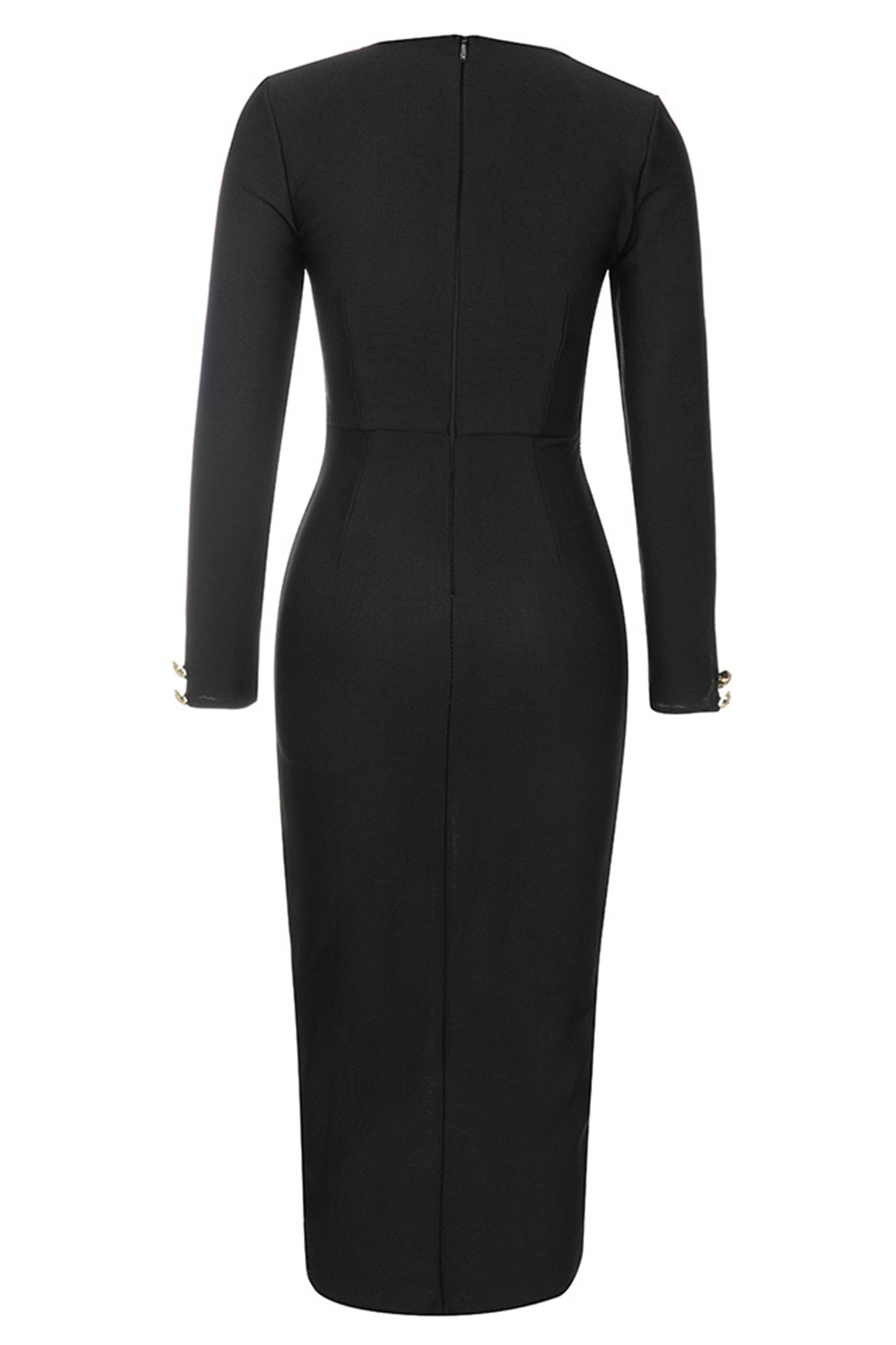 Evie Long Sleeve Midi Dress In Black