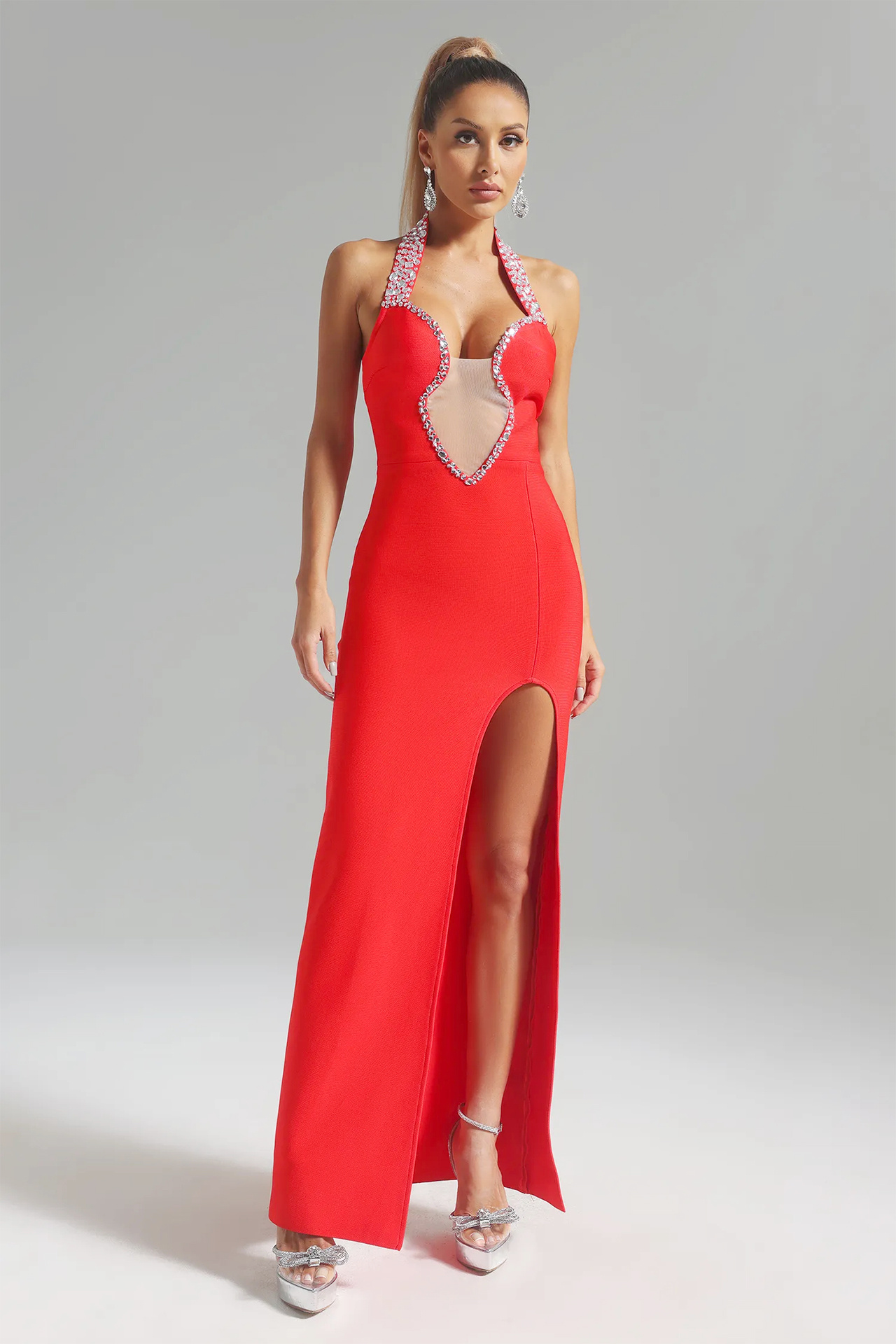 Via Bandage Embellished Gown Dress