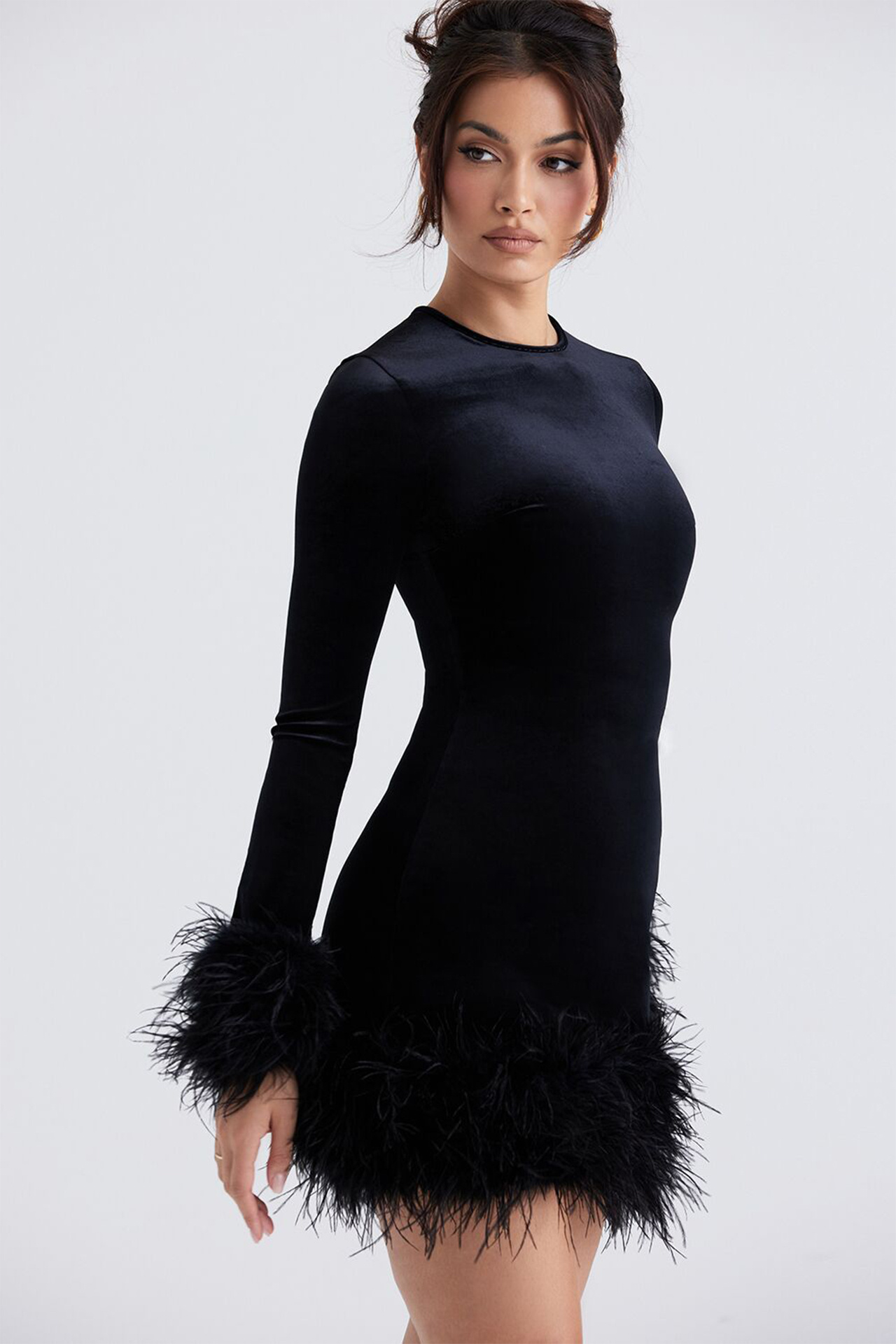 Catalina Velvet Bandage Dress In Black