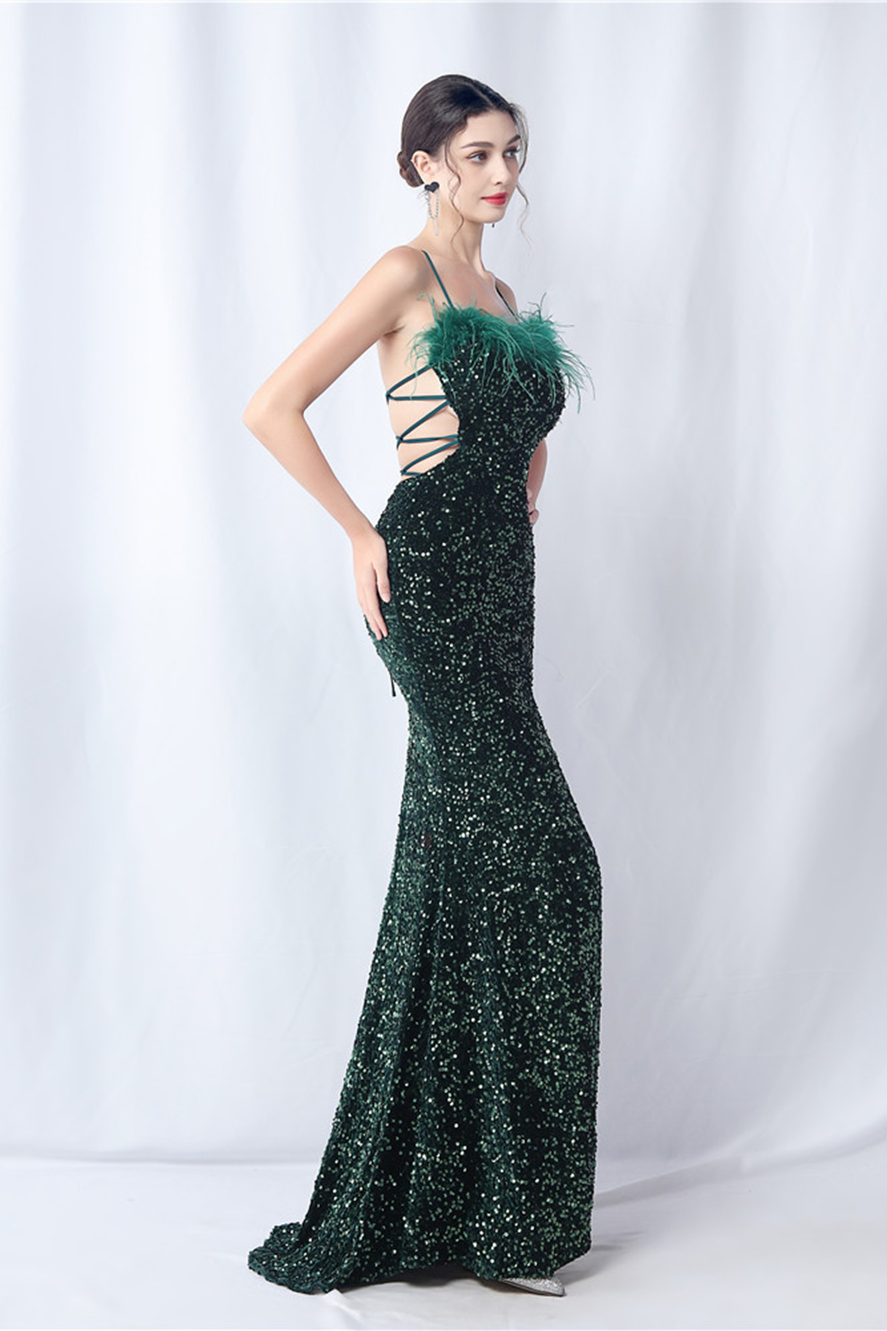 Isadora Slip Feather Maxi Dress