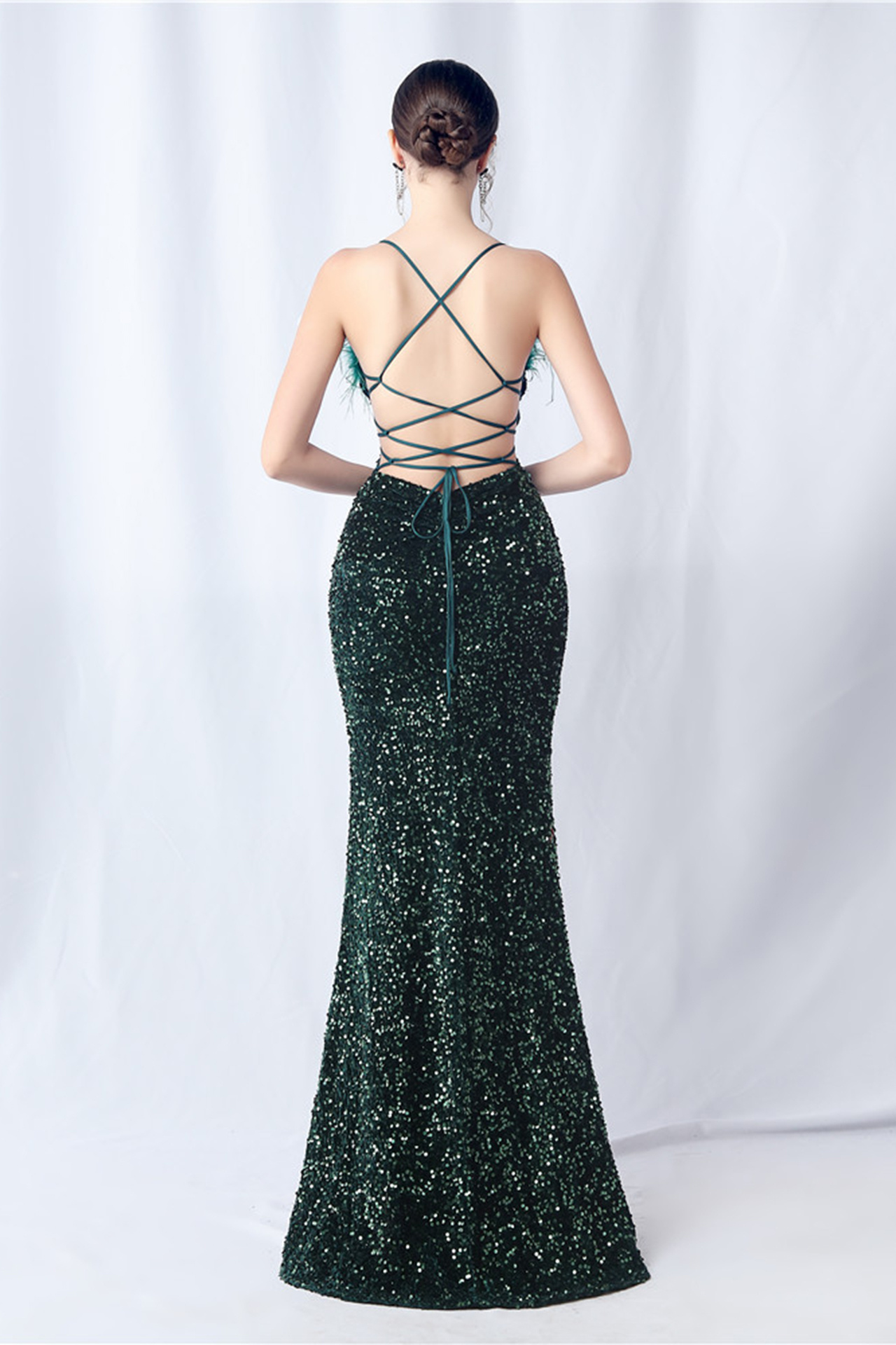 Isadora Slip Feather Maxi Dress