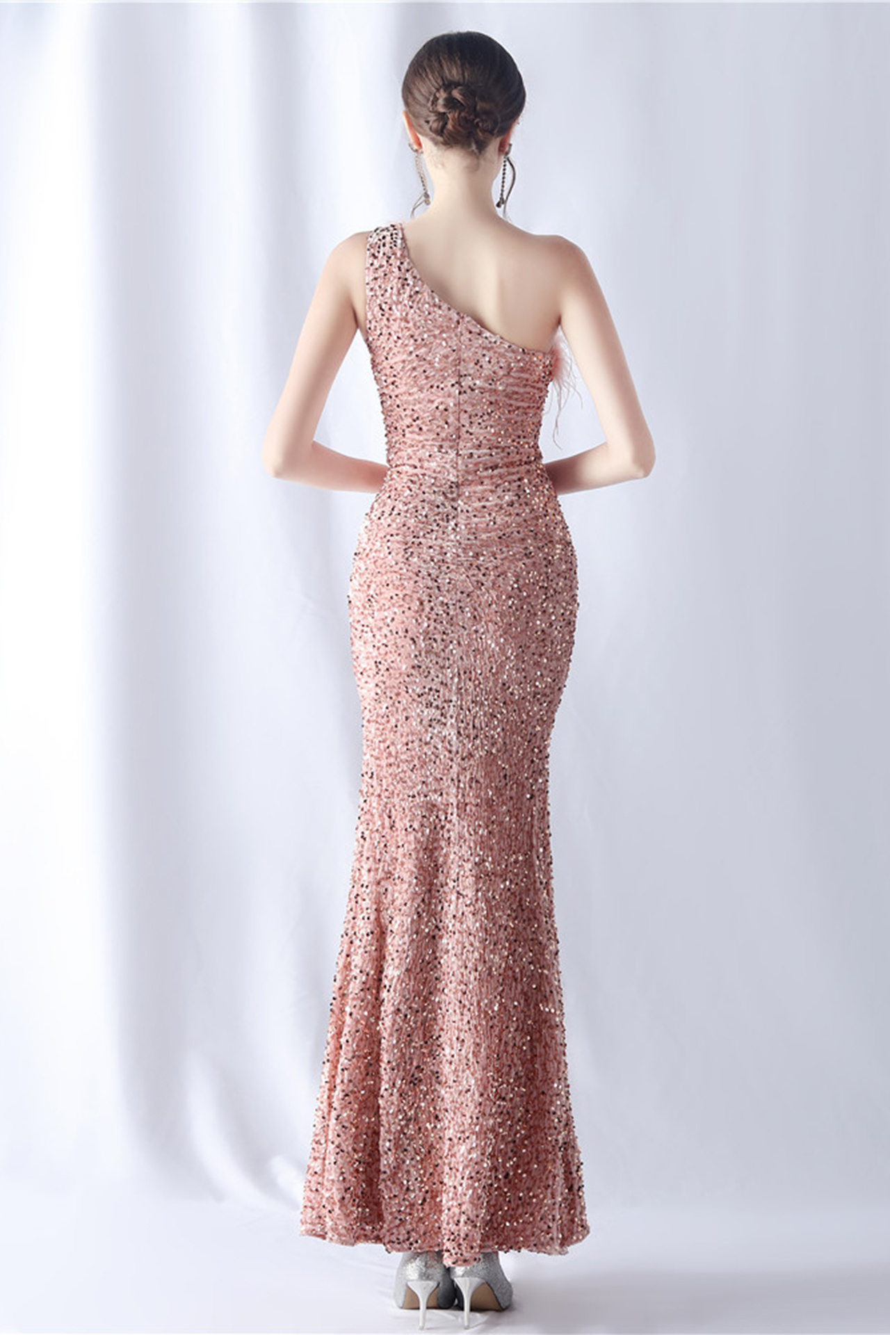 Lilith One Shoulder Feather Maxi Dress
