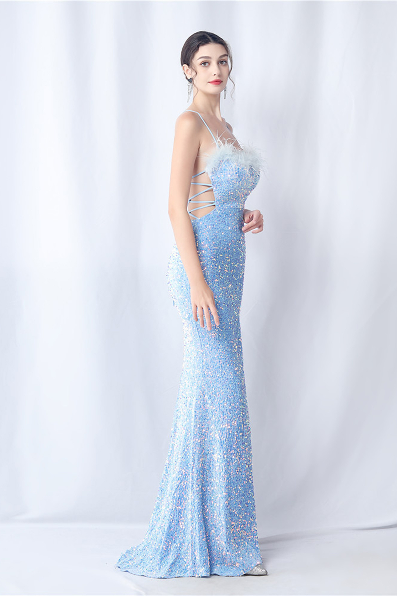 Isadora Slip Feather Maxi Dress