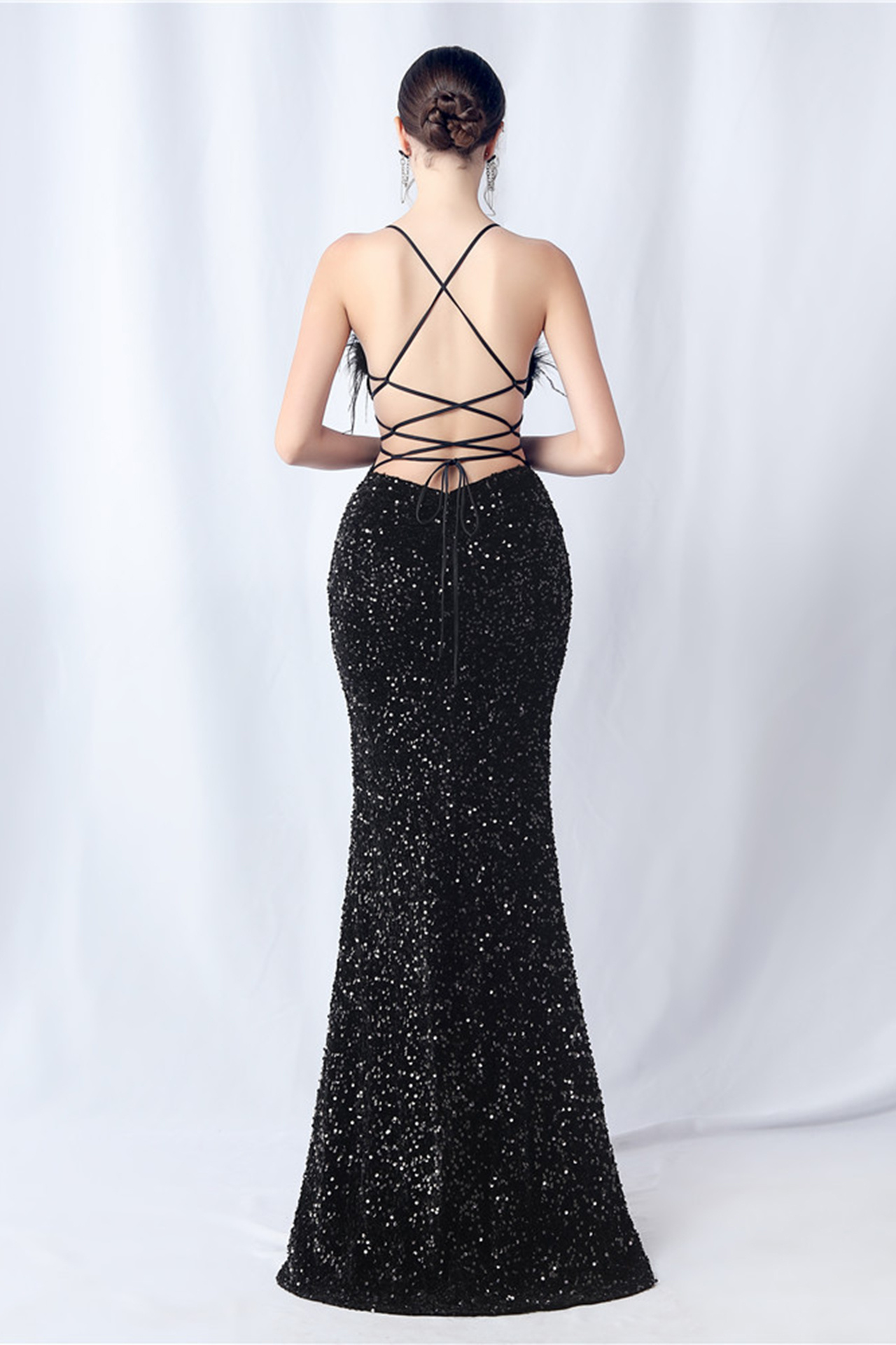 Isadora Slip Feather Maxi Dress