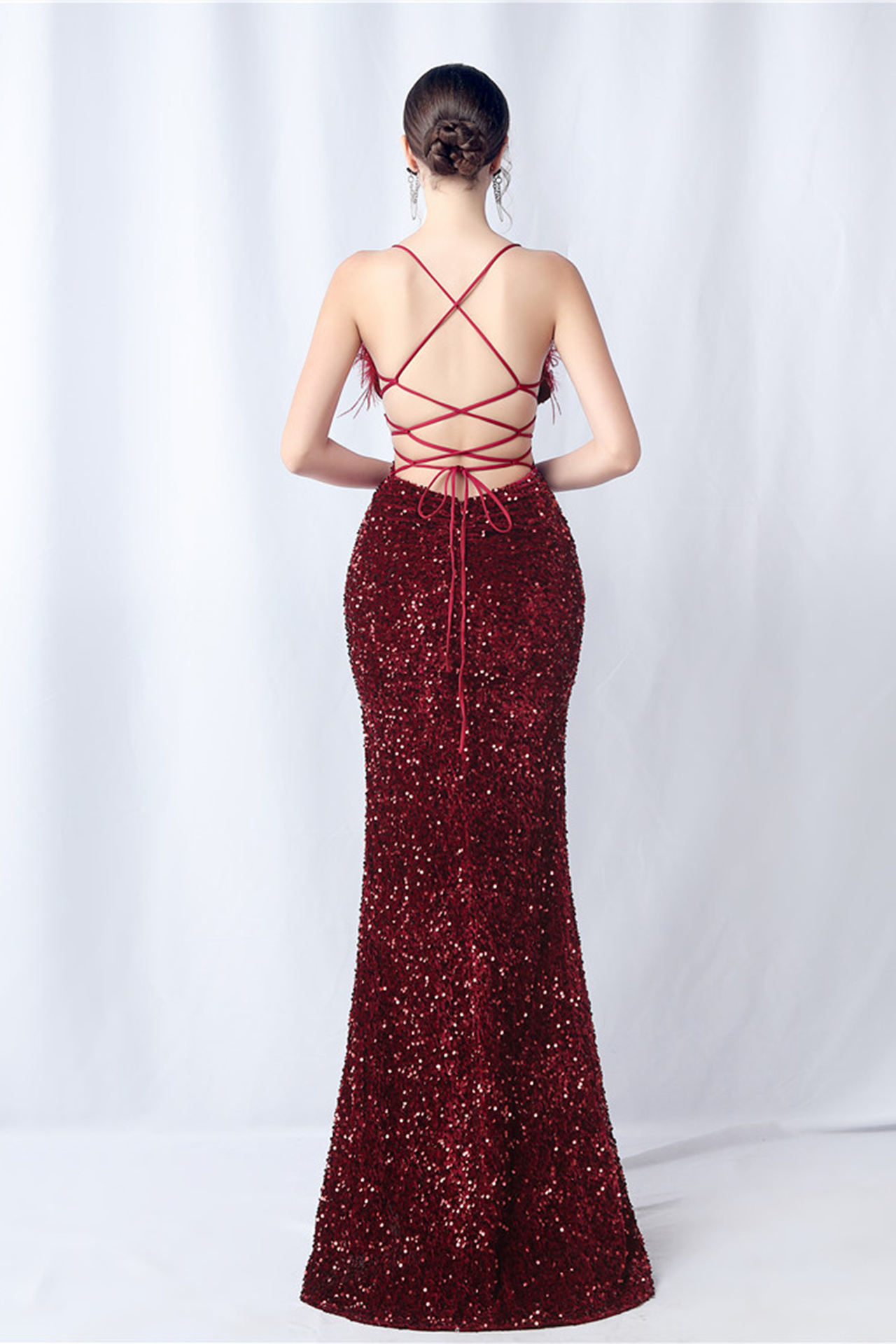 Isadora Slip Feather Maxi Dress