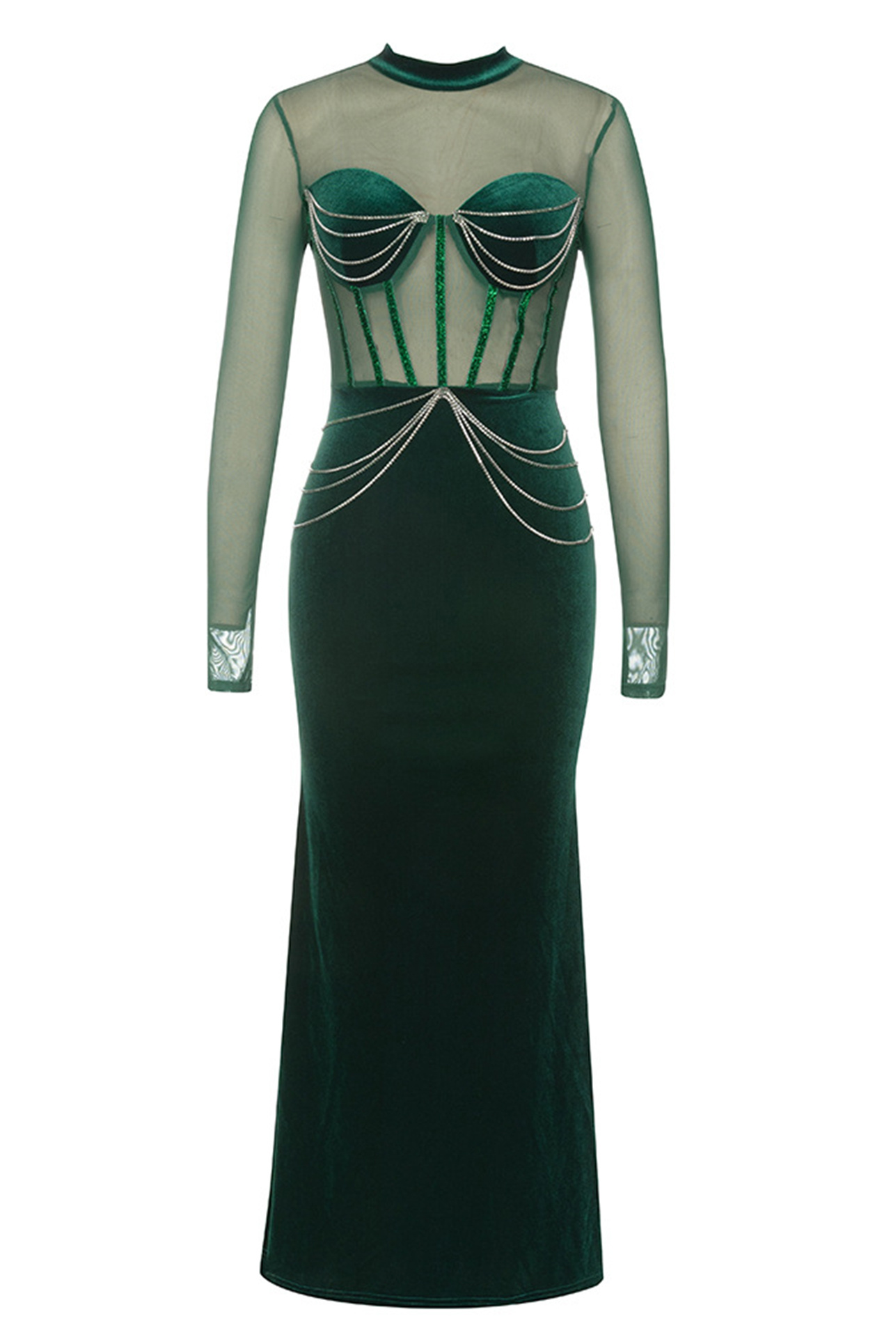 Rosalie Long Sleeve Midi Dress In Green