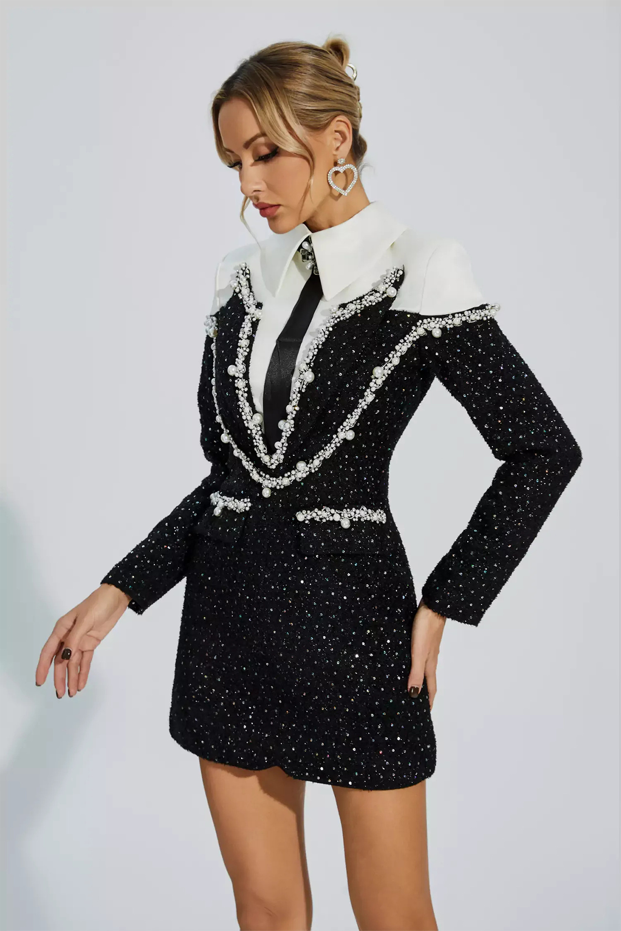 Leandra Diamond Mini Dress In Black