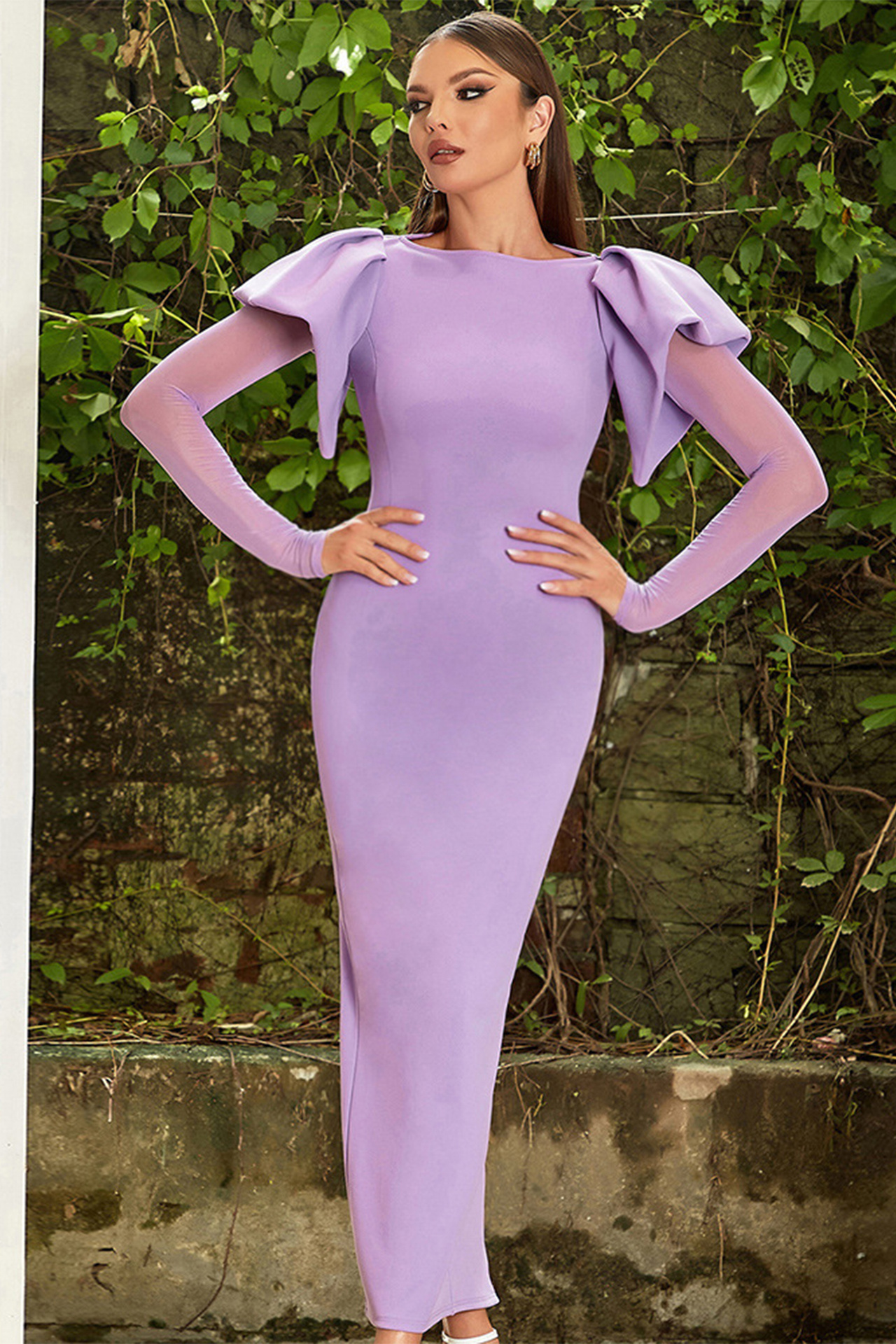 Rosamund Bodycon Maxi Dress In Violet