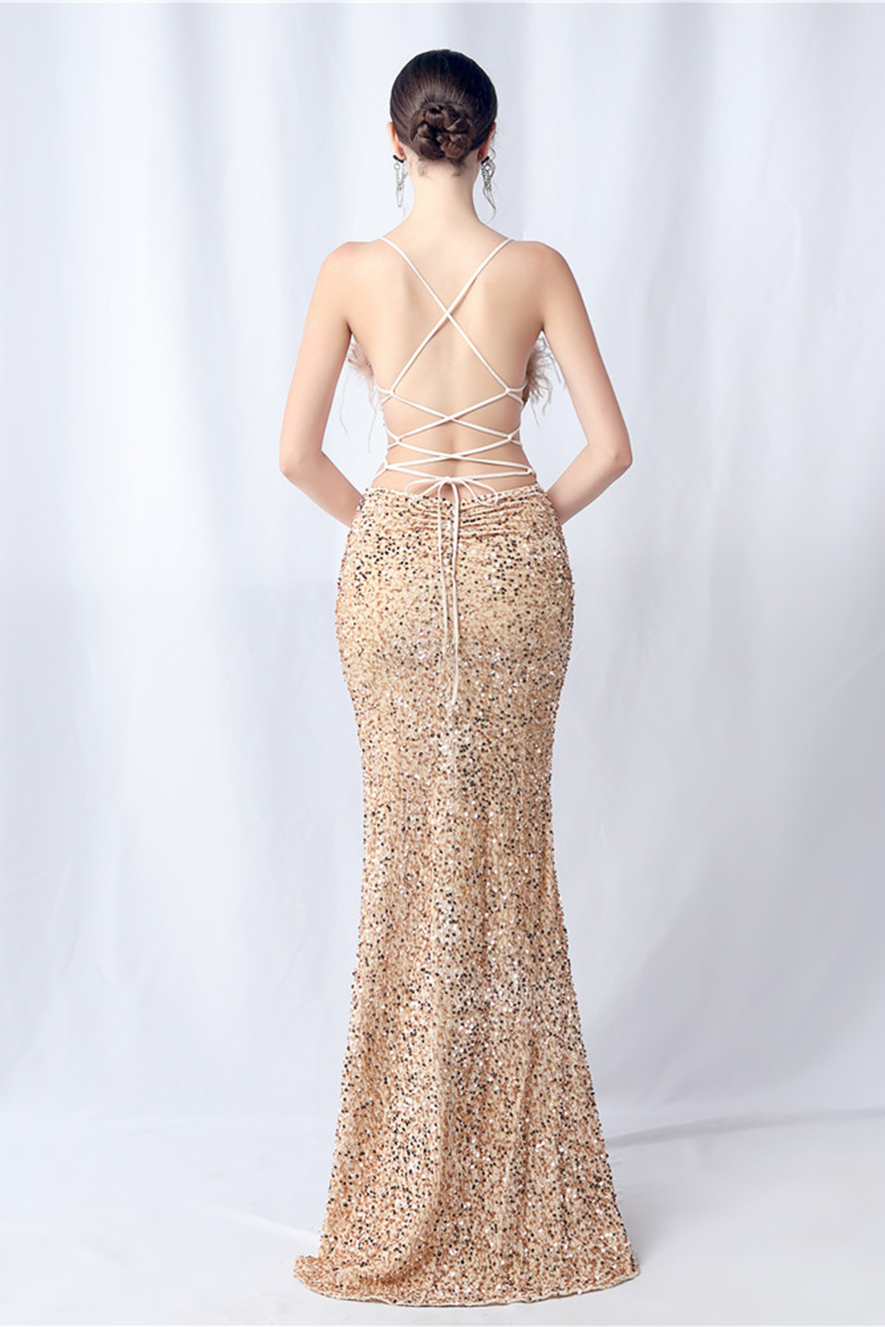 Isadora Slip Feather Maxi Dress