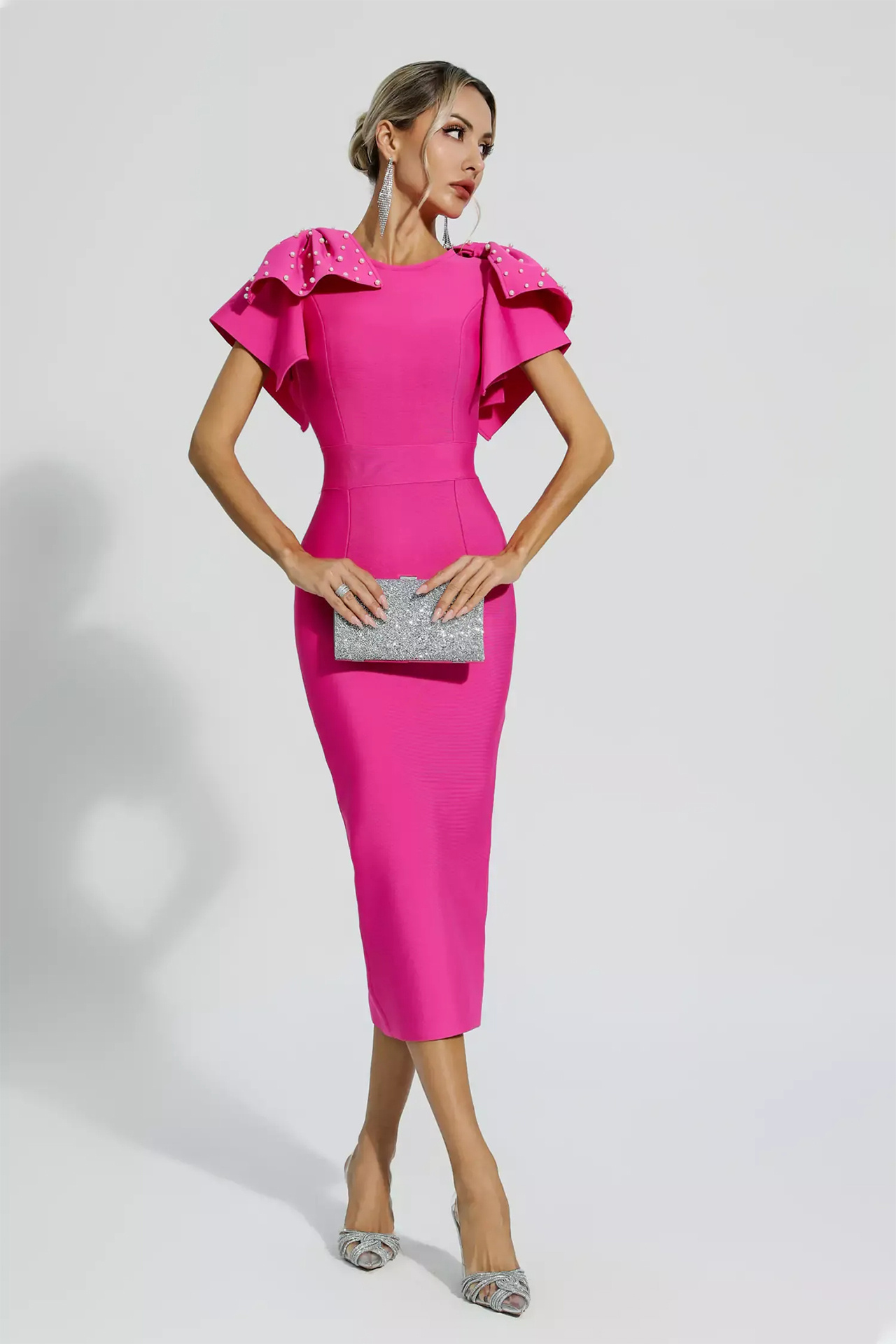 Kassidy Midi Dress In Rose Red