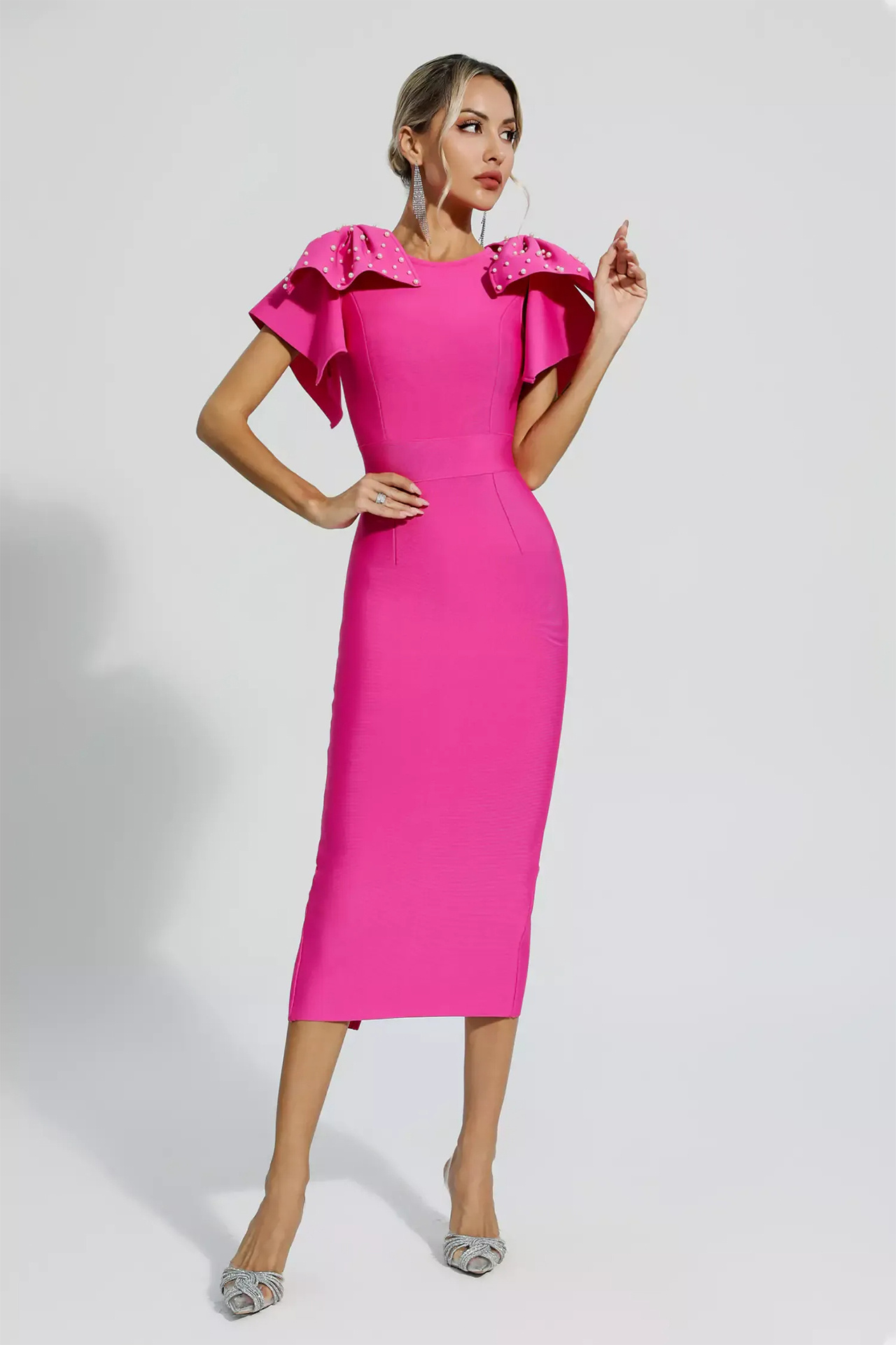 Kassidy Midi Dress In Rose Red