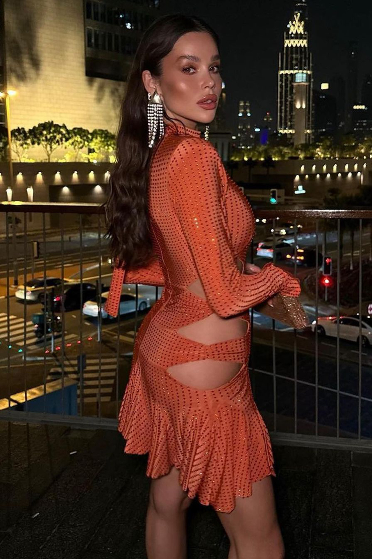 Alaya  Long Sleeve Mini Dress In Red