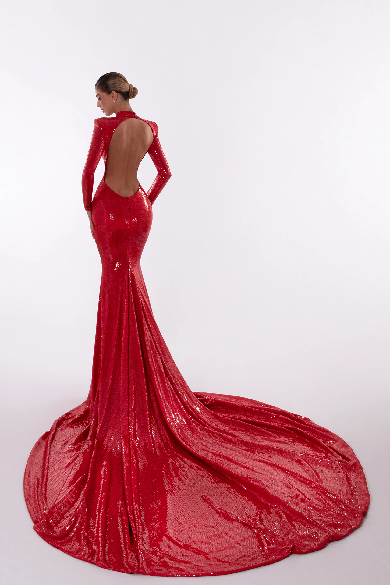 Aviana Sequin Evening Maxi Dress In Red