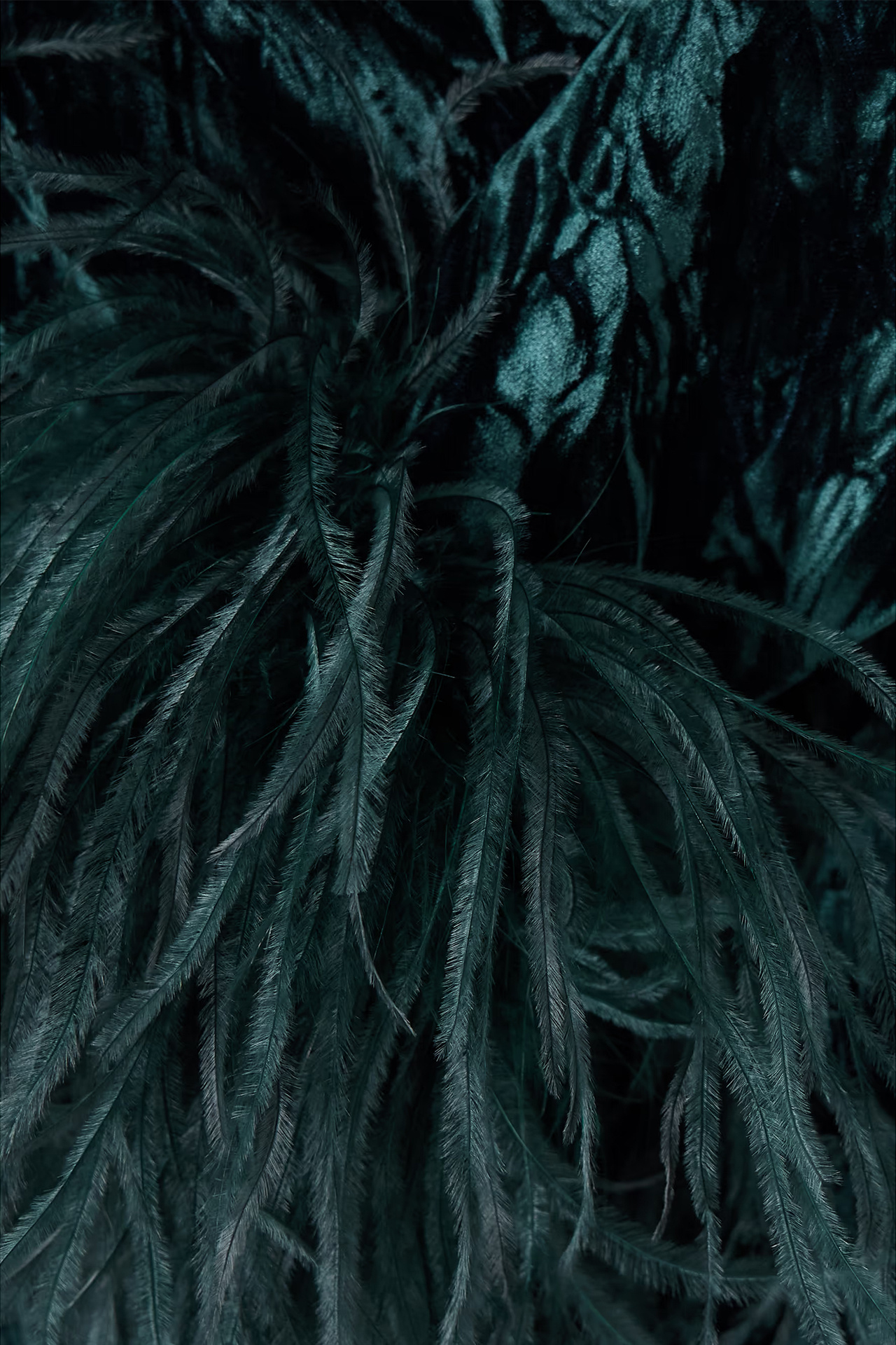Rhiannon Feather One Shoulder Dress In Teal
