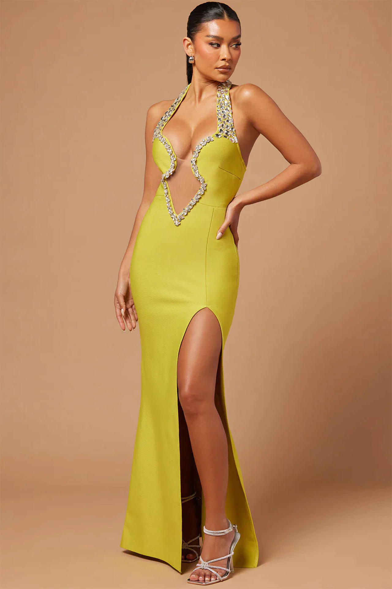 Via Bandage Embellished Gown Dress