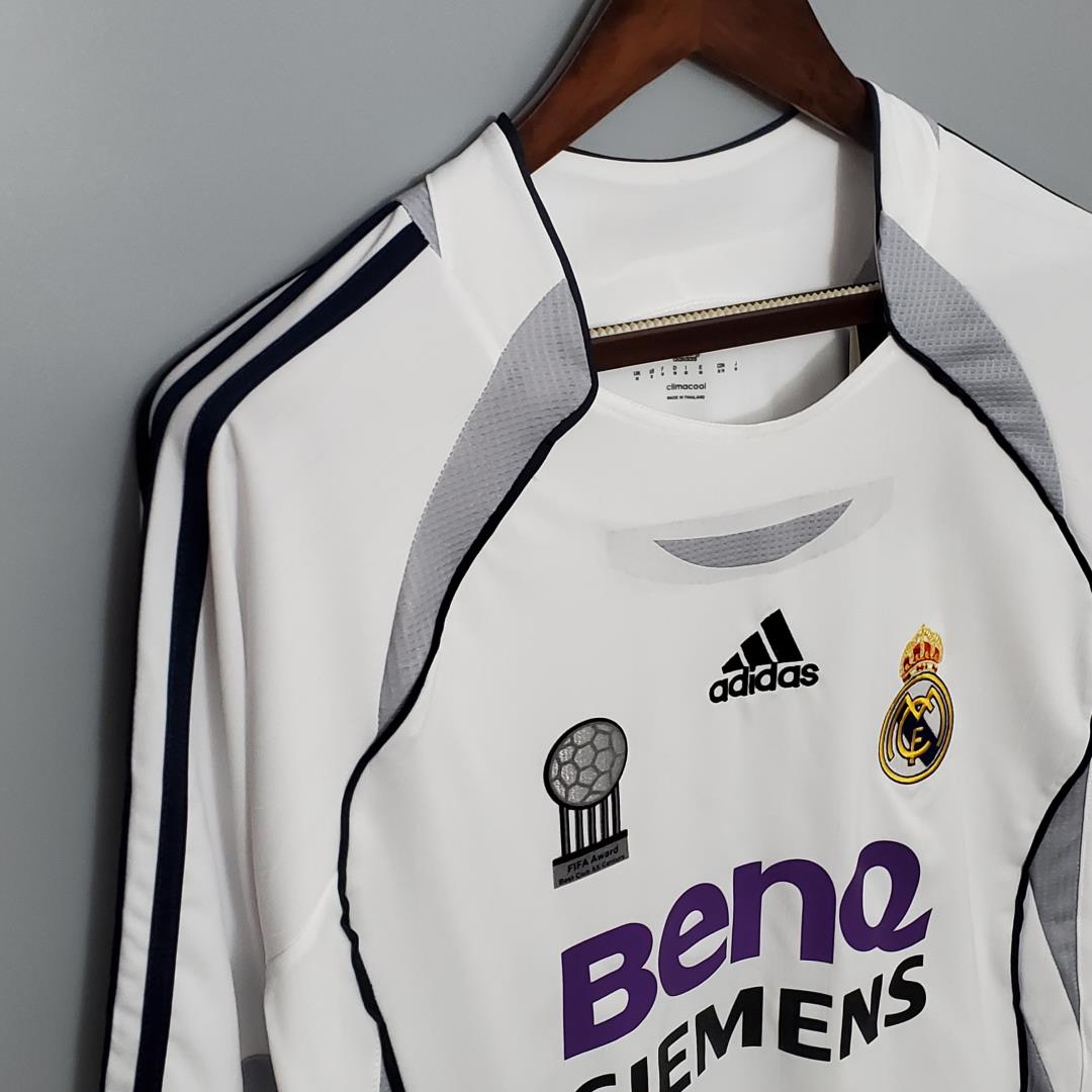 Real Madrid Retro 06-07 Home Long Sleeve Jersey