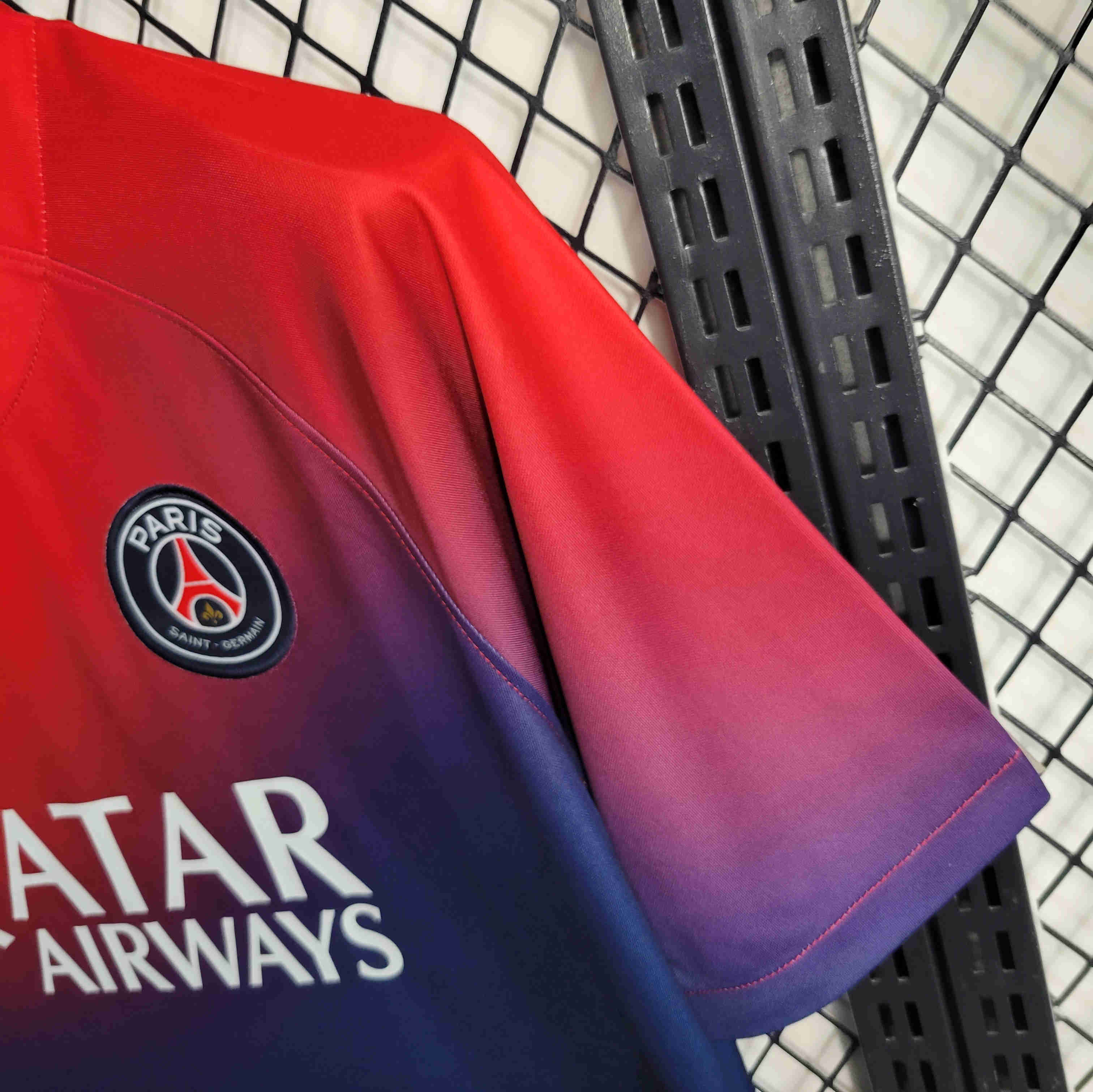 23/24 Paris Saint-Germain PSG Red and Blue Training Jersey - Fans Version