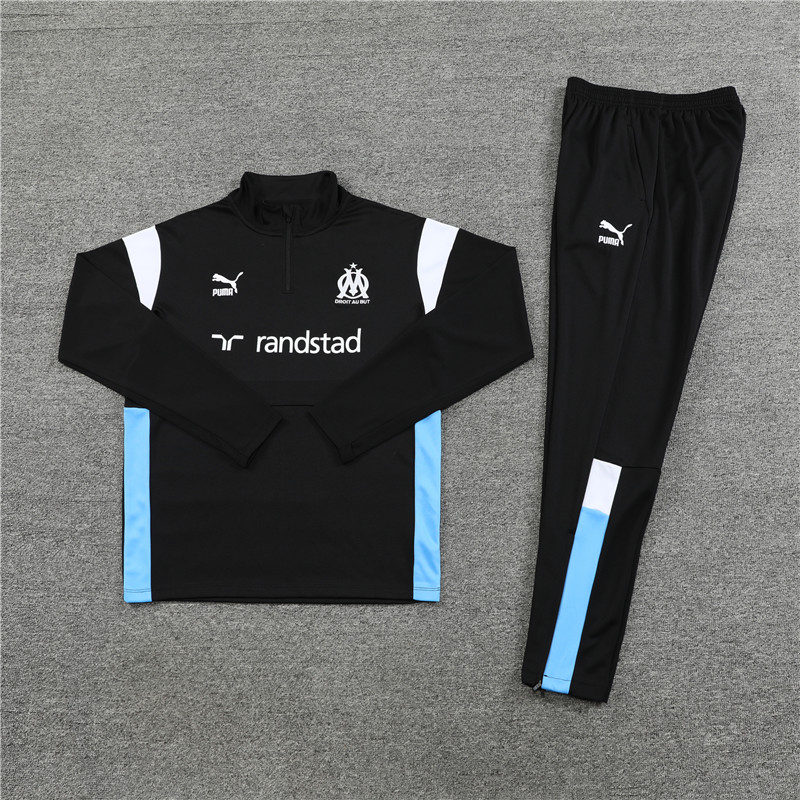 Marseille 23-24 Kids Long Sleeve Training Set Black and White