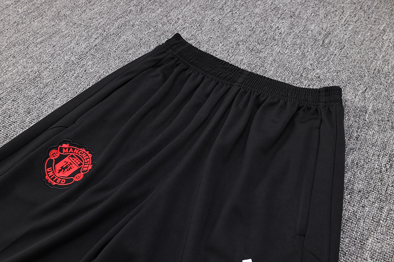 Manchester United 23-24 Kids Long Sleeve Training Set Black and Red