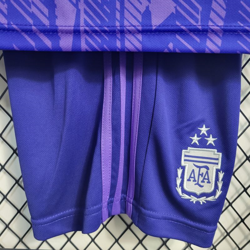 Argentina 3 Stars 22-23 Away Stadium Kids Kit ( with 2022 World Champions Patch )