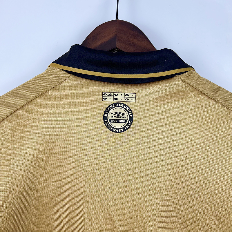Manchester United Retro 01-02 100th Anniversary Special Edition Jersey - Gold