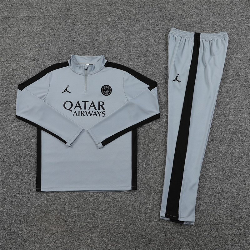 Paris Saint-Germain PSG 23-24 Kids Long Sleeve Training Set Light Gray