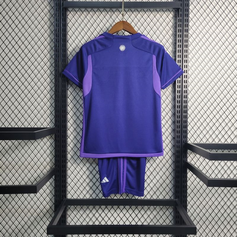 Argentina 3 Stars 22-23 Away Stadium Kids Kit ( with 2022 World Champions Patch )