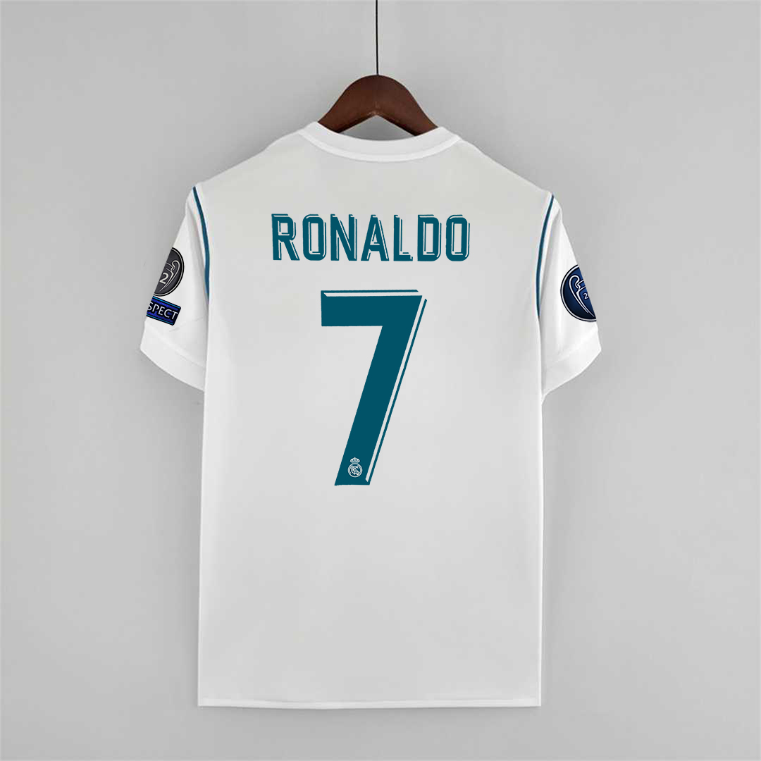 Retro Real Madrid 17-18 Home Jersey - with Champions League Final Final