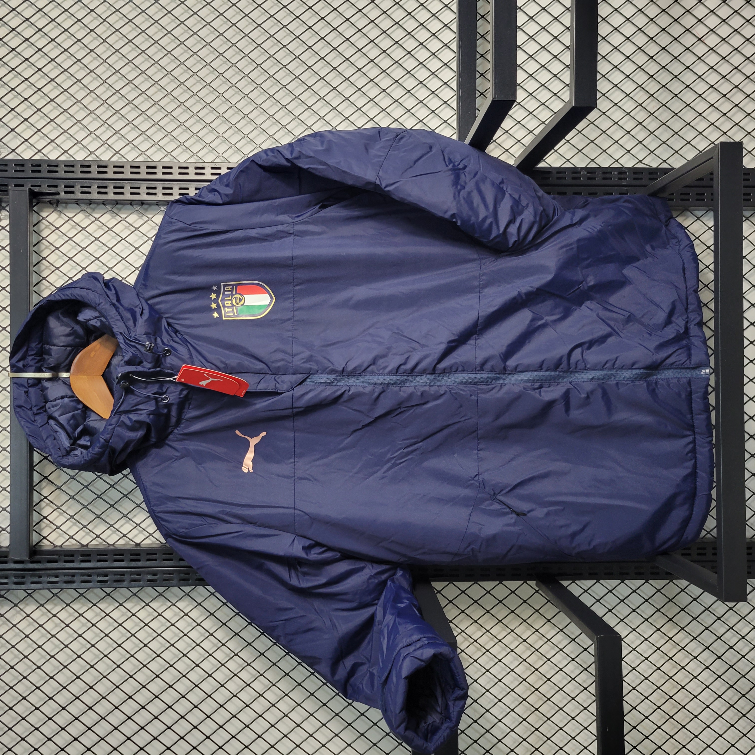 Italy 23-24 Men's Hooded Thermal Cotton Jacket - Blue