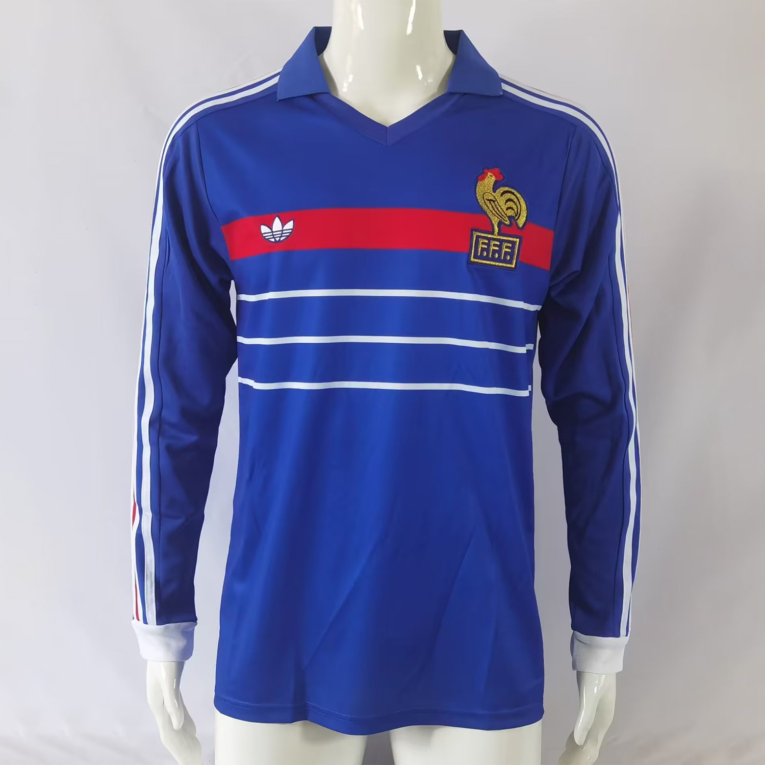 Retro France 1984 Home Stadium Long Sleeve Jersey