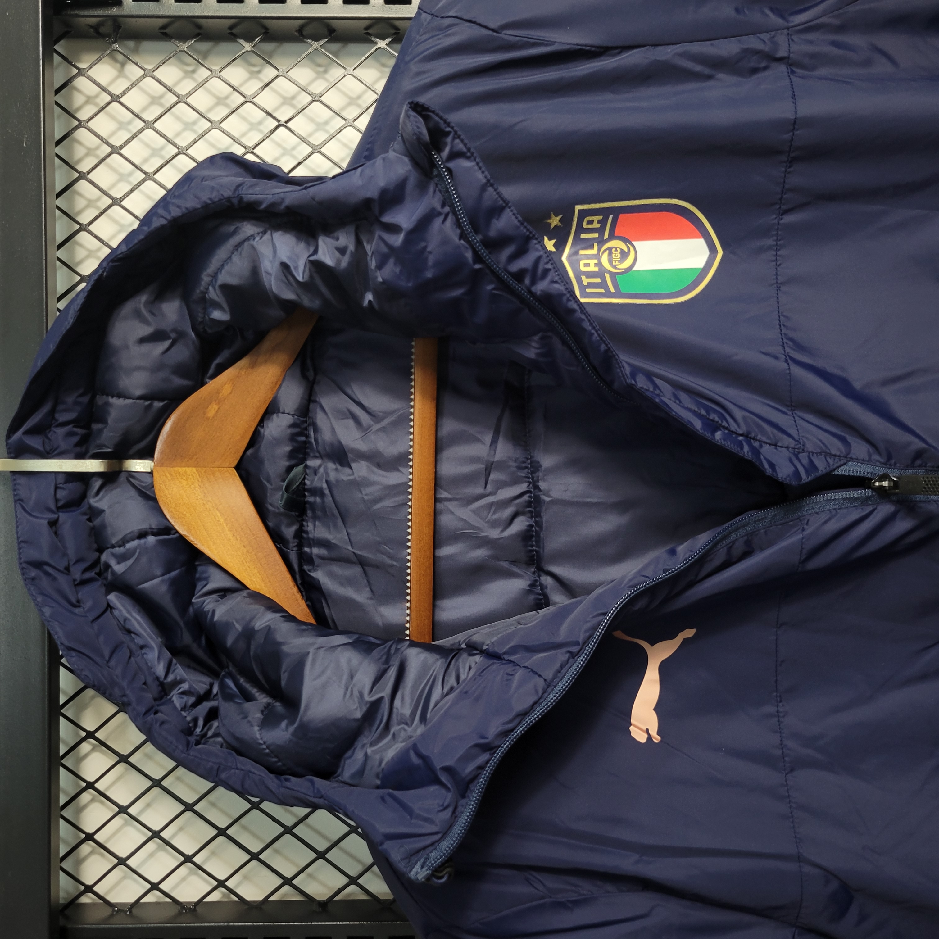 Italy 23-24 Men's Hooded Thermal Cotton Jacket - Blue
