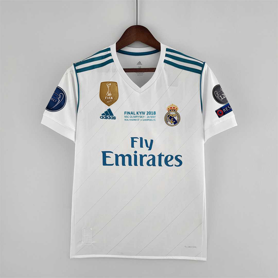 Retro Real Madrid 17-18 Home Jersey - with Champions League Final Final