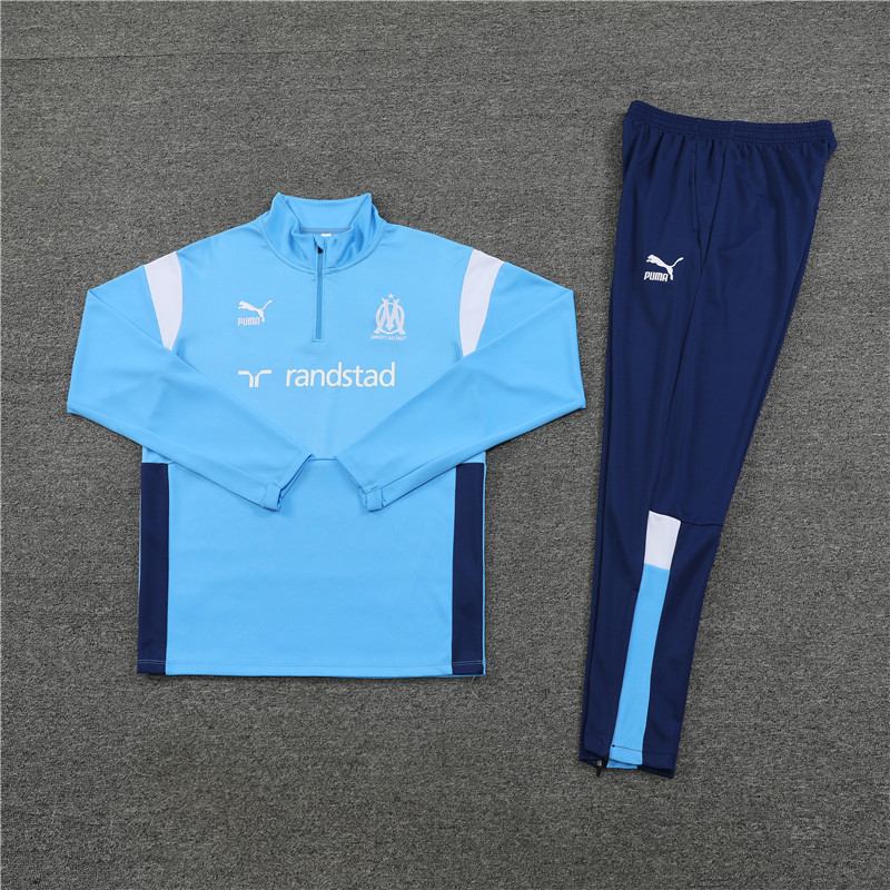 Marseille 23-24 Kids Long Sleeve Training Set Blue and White