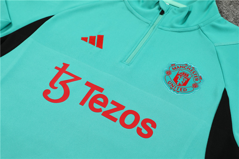 Manchester United 23-24 Kids Long Sleeve Training Set Green