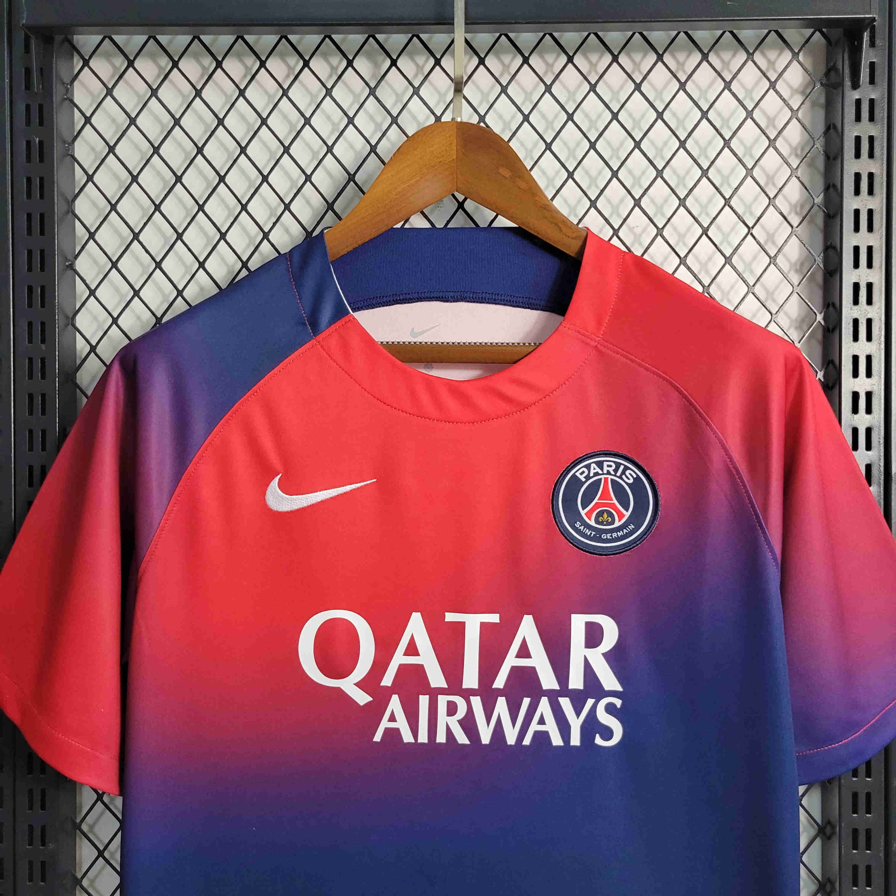 23/24 Paris Saint-Germain PSG Red and Blue Training Jersey - Fans Version